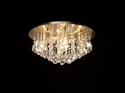 Acton Flush Ceiling 5 Light E14, 460mm Round, Antique Brass, Sphere Crystal - thumbnail 2