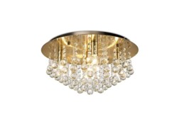 Acton Flush Ceiling 5 Light E14, 460mm Round, Antique Brass, Sphere Crystal - thumbnail 1