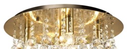 Acton Flush Ceiling 5 Light E14, 460mm Round, Antique Brass, Sphere Crystal - thumbnail 5