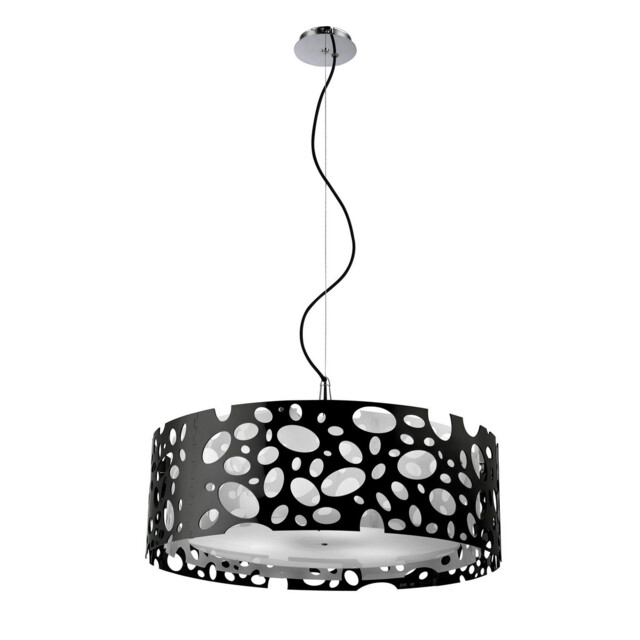 Lupin Pendant 4 Light E27, Gloss Black/Polished Chrome - image 1