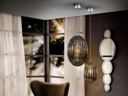 Ovila Pendant Light with Large Grey Shade in Shimmered Smoke Grey Tonality - thumbnail 3