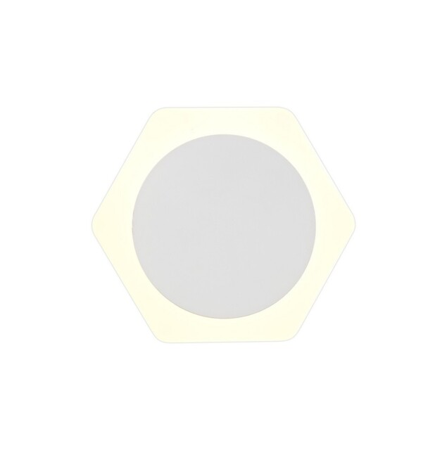 Altona Base Wall Lamp, 12W LED 3000K 498lm, 15cm Round 19cm Horizontal Hexagonal Centre, Sand White, Acrylic Frosted Diffuser - image 1