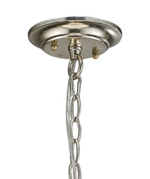 Isabella Ceiling Pendant with Beige Shade 3 Light E14 Antique Silver, Teak Plated - thumbnail 5