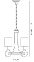 Isabella Ceiling Pendant with Beige Shade 3 Light E14 Antique Silver, Teak Plated - thumbnail 3