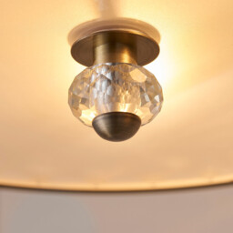 Hudson 3 Light Flush Ceiling Light Antique Brass, Crystal, E27 - thumbnail 5