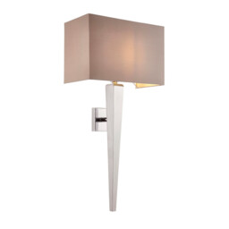 Moreto 1 Light Indoor Wall Light Chrome with Grey Silk Effect Shade, B22 - thumbnail 1