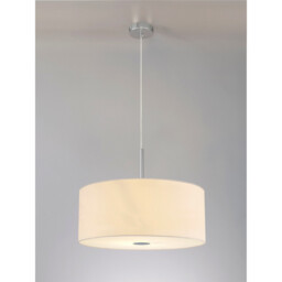Baymont Polished Chrome 5 Light E27 Single Pendant With 60cm x 22cm Faux Silk Shade, Ivory Pearl/White Laminate - thumbnail 2