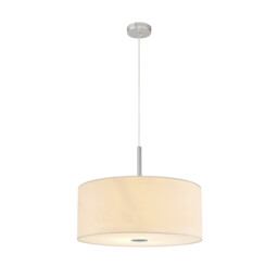 Baymont Polished Chrome 5 Light E27 Single Pendant With 60cm x 22cm Faux Silk Shade, Ivory Pearl/White Laminate - thumbnail 5
