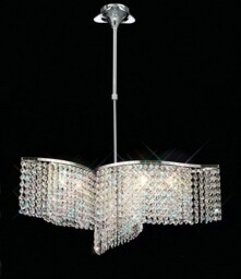 Fabio Ceiling Pendant Semi-Flush Convertible 3 Arm 6 Light Polished Chrome, Crystal - thumbnail 2