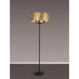 Banyan 3 Light Switched Floor Lamp With 50cm x 20cm Gold Leaf Shade Matt Black/Gold Leaf - thumbnail 2