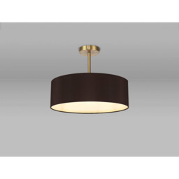 Baymont Antique Brass 5 Light E27 Semi Flush Fixture, With 45cm x 15cm Faux Silk Shade, Black - thumbnail 2
