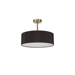 Baymont Antique Brass 5 Light E27 Semi Flush Fixture, With 45cm x 15cm Faux Silk Shade, Black - thumbnail 5