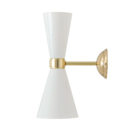 Cairo Wall Light, Polished Brass, White - thumbnail 1