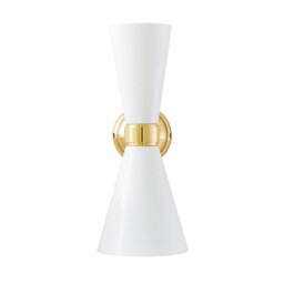 Cairo Wall Light, Polished Brass, White - thumbnail 2
