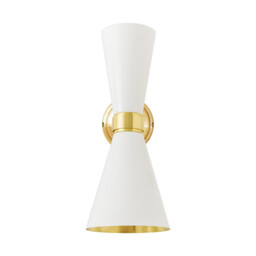 Cairo Wall Light, Polished Brass, White - thumbnail 3
