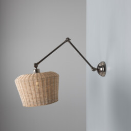 Manila Rattan Large Wall Light, Antique Silver - thumbnail 3