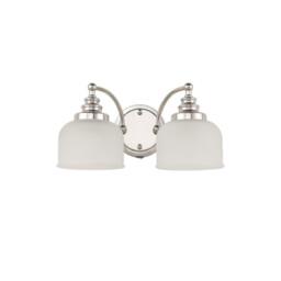 DeRuyter Switched Double Wall Light, 2 Light E27 Polished Nickel/Frosted Glass - thumbnail 5