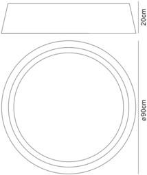Nordica Flush Ceiling LED, Cylindrical 90cm Black 3000K, 4200lm, White Acrylic with Black Shade - thumbnail 2