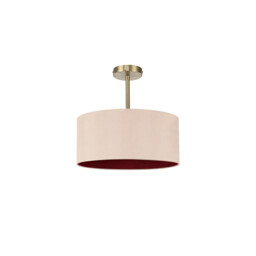Baymont Antique Brass E27 Semi Flush With 40cm x 18cm Dual Faux Silk Shade, Antique Gold/Ruby - thumbnail 5