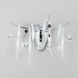 Cygnet Wall Lamp 3 Light G4 Polished Chrome/White Glass/Crystal, NOT LED/CFL Compatible - thumbnail 2