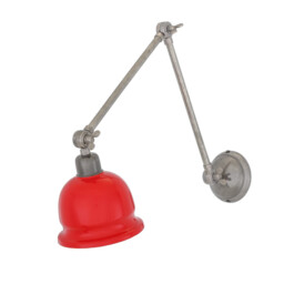 Nico Poster Light, Antique Silver, Red Shade