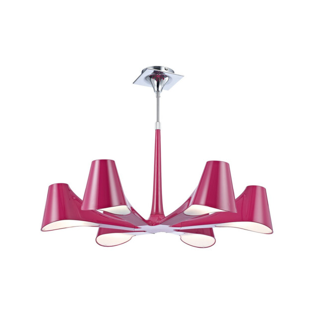 Ora Telescopic Convertible To Semi Flush 6 Light E27, Gloss Purple/Polished Chrome - image 1