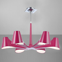 Ora Telescopic Convertible To Semi Flush 6 Light E27, Gloss Purple/Polished Chrome - thumbnail 2