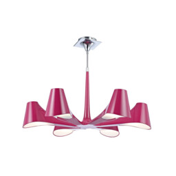 Ora Telescopic Convertible To Semi Flush 6 Light E27, Gloss Purple/Polished Chrome