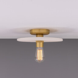 Bog Oak Ceiling Light, Matte White Striped, Satin Brass