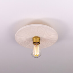 Bog Oak Ceiling Light, Matte White Striped, Satin Brass - thumbnail 2