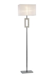 Florence Renctangle Floor Lamp with White Shade 1 Light Polished Chrome, Crystal