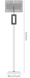 Florence Renctangle Floor Lamp with White Shade 1 Light Polished Chrome, Crystal - thumbnail 3
