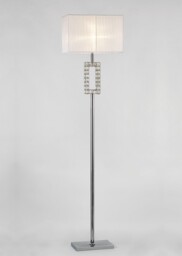 Florence Renctangle Floor Lamp with White Shade 1 Light Polished Chrome, Crystal - thumbnail 2