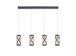 Burlington 4 Light Bar Linear Ceiling Pendant E14, Matt Grey, Polished Chrome, Cognac