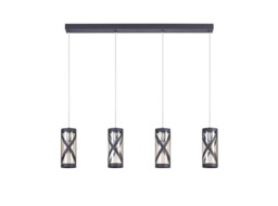 Burlington 4 Light Bar Linear Ceiling Pendant E14, Matt Grey, Polished Chrome, Cognac - thumbnail 3