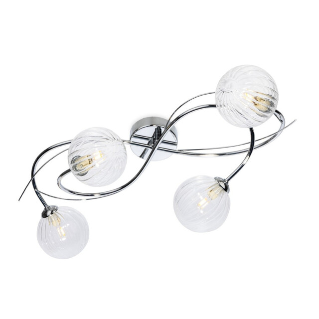 Elba 4 Light Flush Ceiling Fitting Chrome with Clear Decorative Glass 4xG9