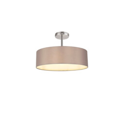 Baymont Polished Chrome 5 Light E27 Drop Flush, With 45cm x 15cm Faux Silk Shade, Grey