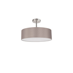 Baymont Polished Chrome 5 Light E27 Drop Flush, With 45cm x 15cm Faux Silk Shade, Grey - thumbnail 5