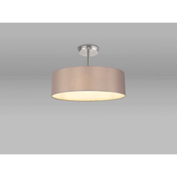 Baymont Polished Chrome 5 Light E27 Drop Flush, With 45cm x 15cm Faux Silk Shade, Grey - thumbnail 2