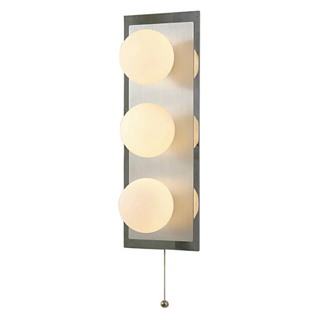 IP44 Globe Wall Lamp Pull-Cord Switch 3 Light G9 In Polished Chrome - image 1