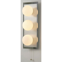 IP44 Globe Wall Lamp Pull-Cord Switch 3 Light G9 In Polished Chrome - thumbnail 2
