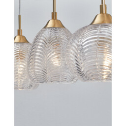 Vario 3 Light Bar Pendant Ceiling Light Clear Glass, Satin Gold Metal LED E27 - thumbnail 3