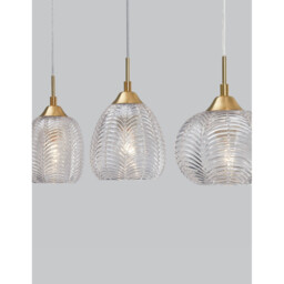 Vario 3 Light Bar Pendant Ceiling Light Clear Glass, Satin Gold Metal LED E27 - thumbnail 2