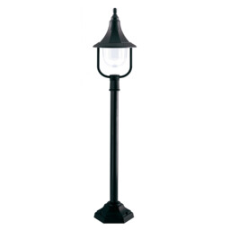 Shannon 1 Light Outdoor Coastal Pillar Lamp Black Polycarbonate IP44, E27