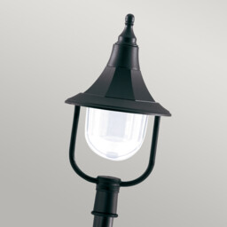 Shannon 1 Light Outdoor Coastal Pillar Lamp Black Polycarbonate IP44, E27 - thumbnail 2