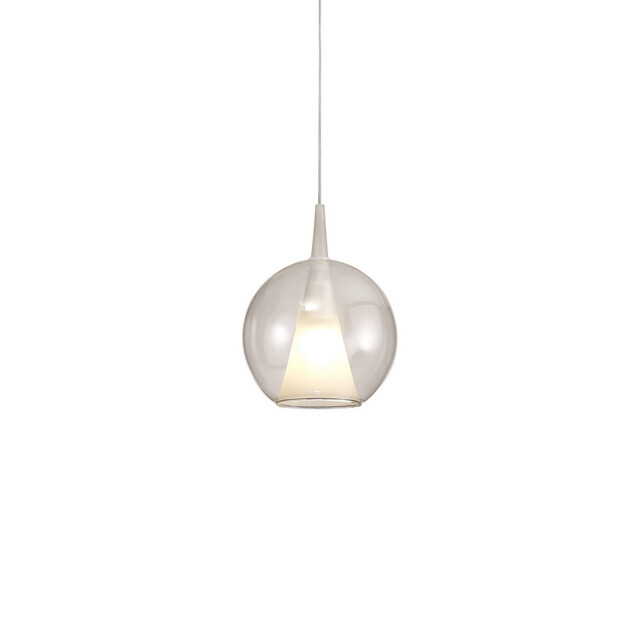 Elsa Assembly Pendant (WITHOUT PLATE) With Round Shade, 1 Light E27, Clear Glass With Frosted Inner Cone - image 1