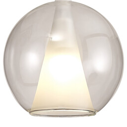Elsa Assembly Pendant (WITHOUT PLATE) With Round Shade, 1 Light E27, Clear Glass With Frosted Inner Cone - thumbnail 5