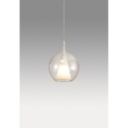 Elsa Assembly Pendant (WITHOUT PLATE) With Round Shade, 1 Light E27, Clear Glass With Frosted Inner Cone - thumbnail 2