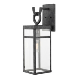 Hinkley Porter Outdoor Wall Lantern Aged Zinc, IP44 - thumbnail 1