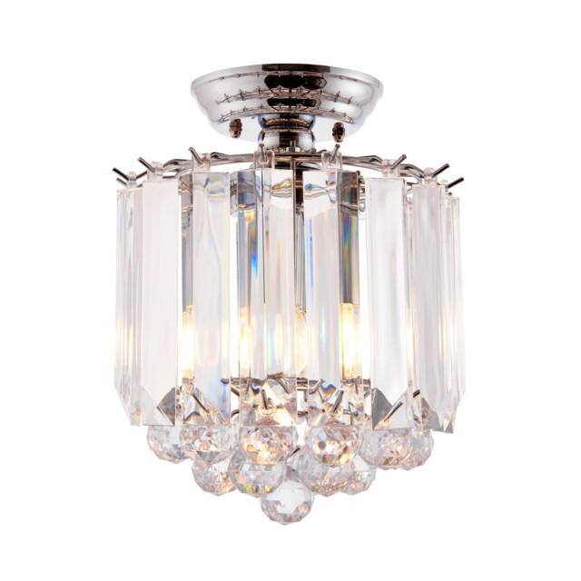 Fargo 2 Light Flush Ceiling Light Chrome, Clear Acrylic, E14
